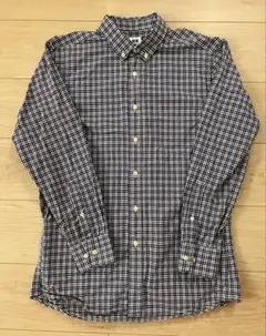 ユニクロ チェックシャツ メンズ カジュアル 綿100% Mサイズ 紺