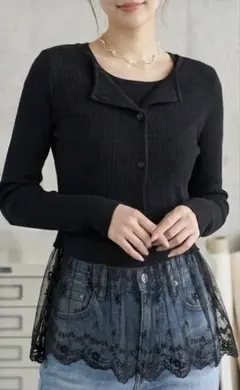 SpRay テレコチュールカーデ black【最短5/7発送】