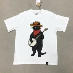 新品　訳あり　ゴースローキャラバン　バンジョー猫T 半袖　白　ユニセックス　Sのサムネイル