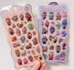 ④2枚セット　可愛いラブブ　ボンボンドロップシール　立体感　ぷっくりステッカー
