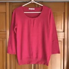 ジャイロホワイト JAYROWHITE ピンク 綿ニット 七分丈 セーター