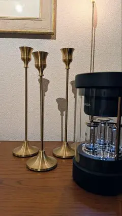 【中古/美品】ゴールド キャンドルホルダー キャンドルスタンド 3本セット