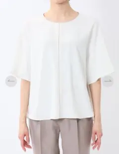 m.f.editorial　バイカラー 半袖プルオーバーブラウス