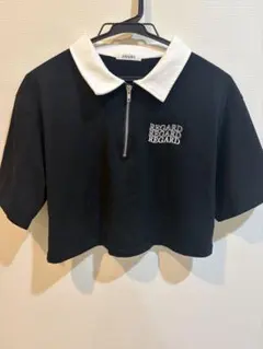 INGNI ブラック クロップドポロシャツ