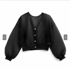 GRL グレイル シアーニットハートボタンカーディガン