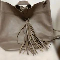 フリンジ付きレザー2ウェイバッグ