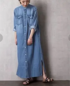 Lee / リー/バンドカラー シャツワンピース/サイズS/ロング