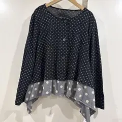 慈雨　ドット柄長袖トップス　カーディガン
