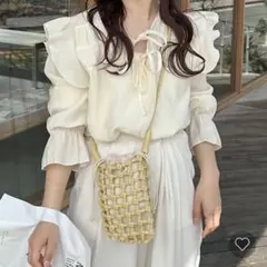 【nugu】フリルリボンブラウス