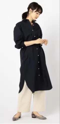 NOLLEY'Sノーリーズ シャツワンピース ネイビー サイズ：36