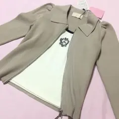 Rady ジップニットトップス ライトグレー M レディ