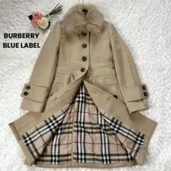 美品 バーバリーブルーレーベル コート アンゴラ フォックス ノバチェック L