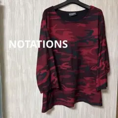 NOTATIONS 五分袖　7分袖　チュニック　【フリーサイズ】　迷彩柄　赤　黒