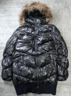 Y2K お兄系 ダウンジャケット 光沢 グランジ 平成GAPギャップブラックM