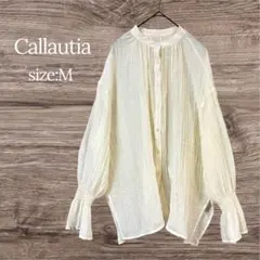 callautia バックスリットシアーシャツ アイボリー M 無地 シワ加工◎のサムネイル
