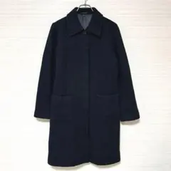 NICE CLAUP ナイスクラップ ロングコート アウター 黒 ウール混 M