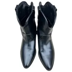 美品☆ウエスタンブーツ ポインテッドトゥ ブラック ミドル丈 L