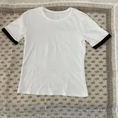 袖口バイカラー 半袖 Tシャツ ホワイトのサムネイル