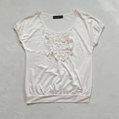 ユナイテッドアローズ グリーンレーベルリラクシング★胸元フリル半袖カットソー