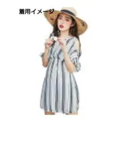 モノトーン　白黒　ストライプ ビキニ ３点セット XL　体型カバー水着　水遊び