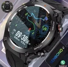 スマートウォッチ 軍用規格 GPS搭載 耐衝撃 ブラック スポーツ アウトドア