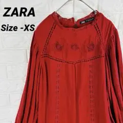 ザラZARA 大人可愛い 赤 レース チュニック ワンピース XS