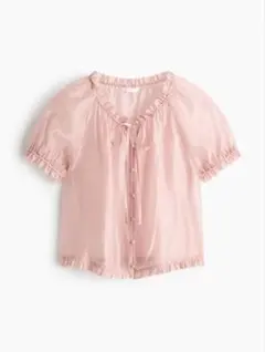 Ｈ＆Ｍ★フリルトリムタイディテールブラウス 美品 シアー パフスリーブ