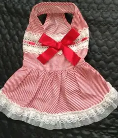 犬用ワンピース 赤と白のストライプ♡小型犬用♡Sサイズ