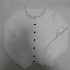 短時間1度のみ着用★美品♪ジャスグリッティー ビジューネックカーディガン　白