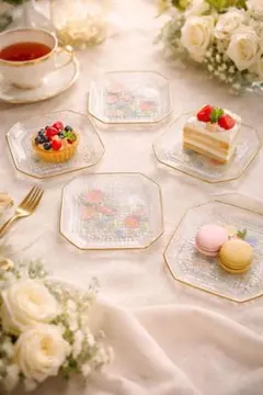 東洋ガラス　ケーキ皿　盛皿　花詩織　6枚セット