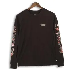 美品 大人ストリート VANS 花柄 ロゴ ロンT 袖プリント 黒 ストリートのサムネイル