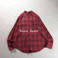 00’s~ Eddie Bauer 長袖シャツ チェック　コットン　レッド