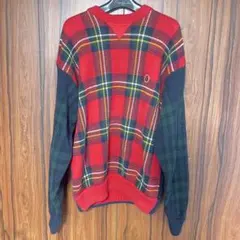 【古着】90s トミーヒルフィガー ケーブル編みコットンニット クリスマスカラー
