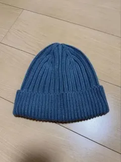 リブ編み ニット帽 ビーニー ブルーのサムネイル