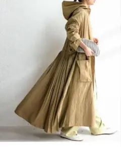 新品未使用❗️ antiqua✨ワンピ感覚で着こなすバックプリーツコート