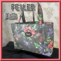 週末特価★美品希少色フェイラー ミニトートバッグ PVC チャコールグレー 花柄