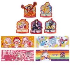 ★ワンピース　一番くじ　フレークステッカー1点、ロングタオル4点