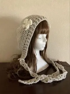 ボンネット バラクラバ ニット帽 手編み帽子 かぎ編みグランジ Y2K 森ガール