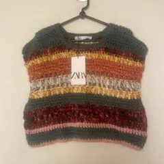 ZARA マルチカラー ニットジレ　新品