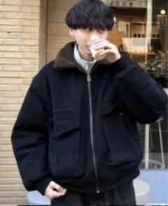 ブラックファー襟カジュアルジャケット