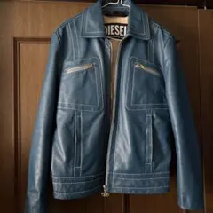 DIESEL レザージャケット ブルーのサムネイル