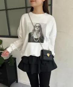 フリル付きブラックミニスカート　レイヤード