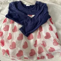 ハート柄チュニック ネイビー/ホワイト/レッド