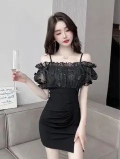 オフショルダー ミニ ドレス ワンピース