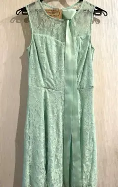 【値下げ中】ミントグリーン パーティドレス　レースMサイズ