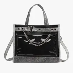 【新品】バッグ　グレー ブラック　メッシュ ショルダーバッグ　トートバッグ