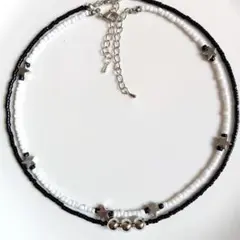 №809　ビーズ重ね付けチョーカー＆ネックレス　ハンドメイド