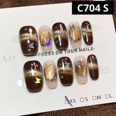 現品ネイルチップ　ミディアムスクエア　マグネットバイカラーラインの光蝶々ライブ