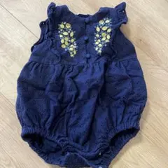 petit main 花柄刺繍ロンパース 80