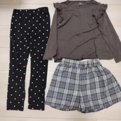 キッズ服３点ロングＴシャツ120.ボトム130